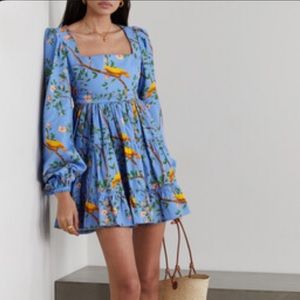 NWT Agua by Agua Bendita Avena Tiered Printed Cotton-Poplin mini dress